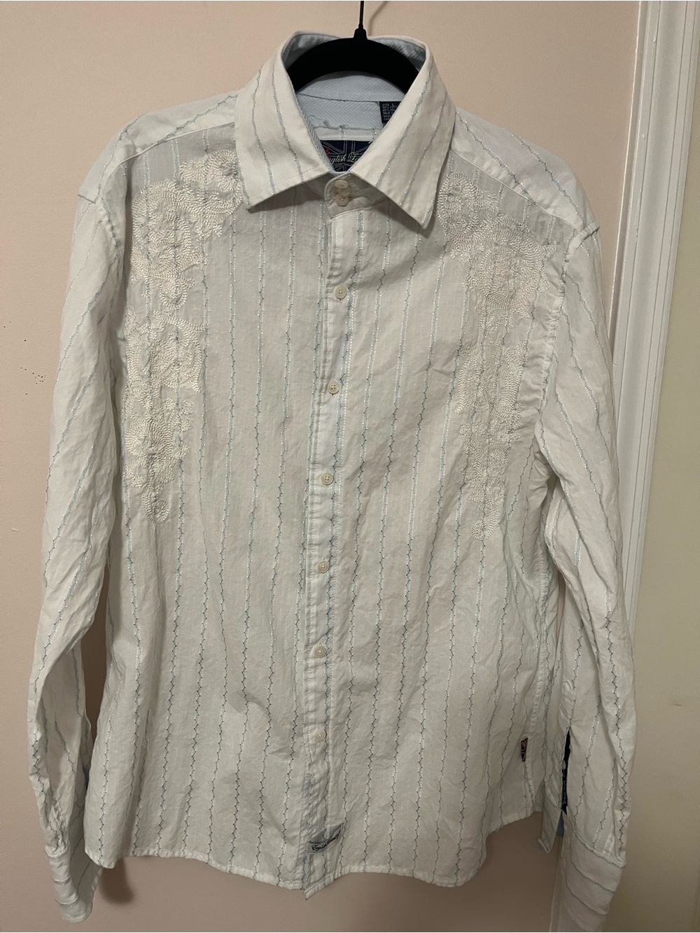 English Laundry White Pinstripe Button-Down Shirt